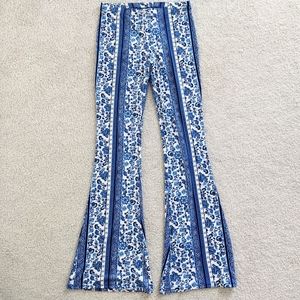 Blue High Waisted Flares